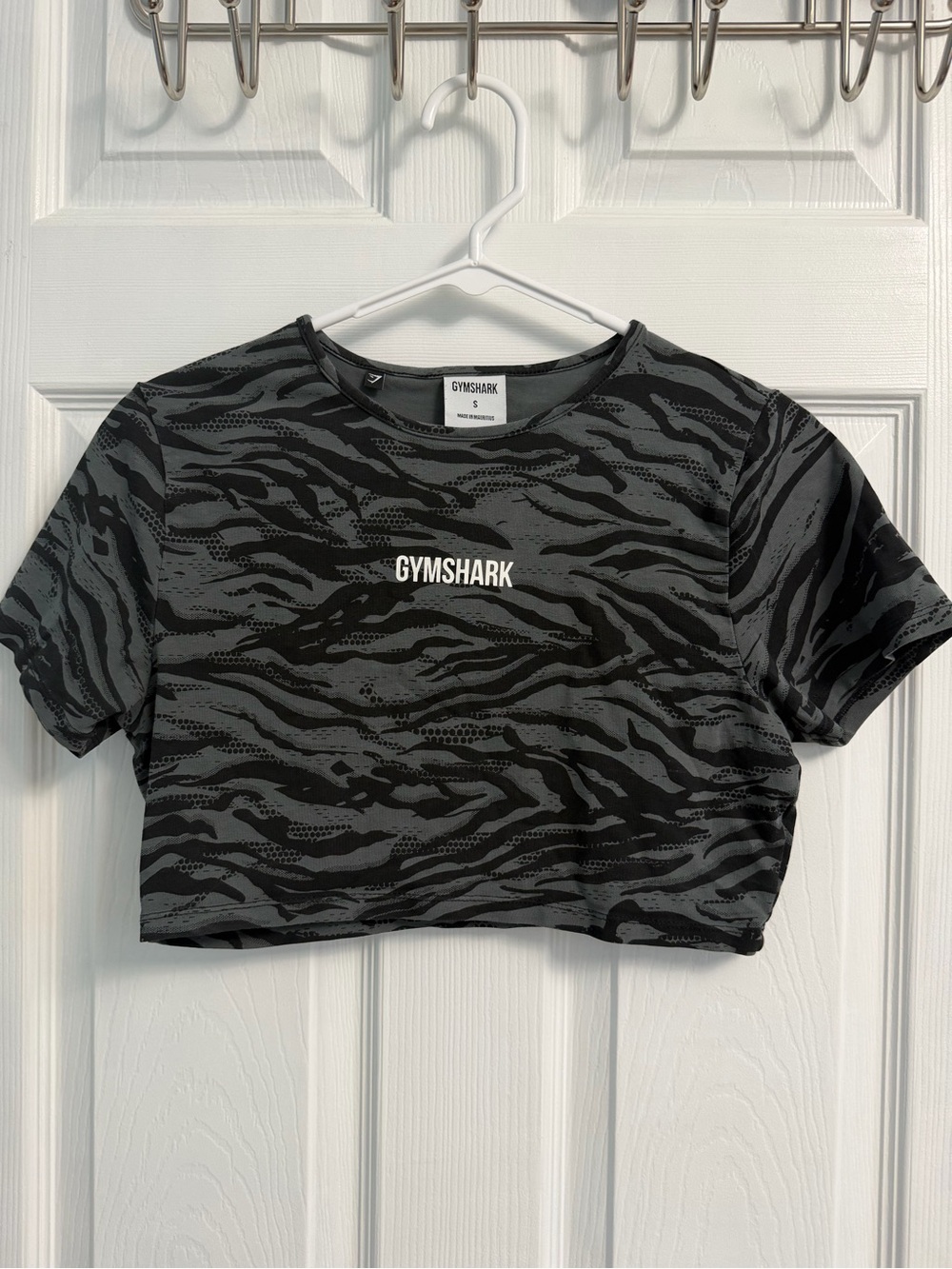 Gymshark Black & Gray Camo Crop Top